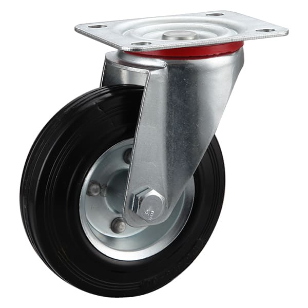 Swivel Black Solid Rubber  Industrial Castors with Metal Centre