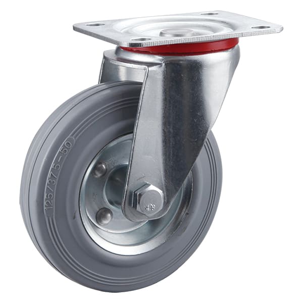 Swivel Grey Solid Rubber  Industrial Castors with Metal Centre