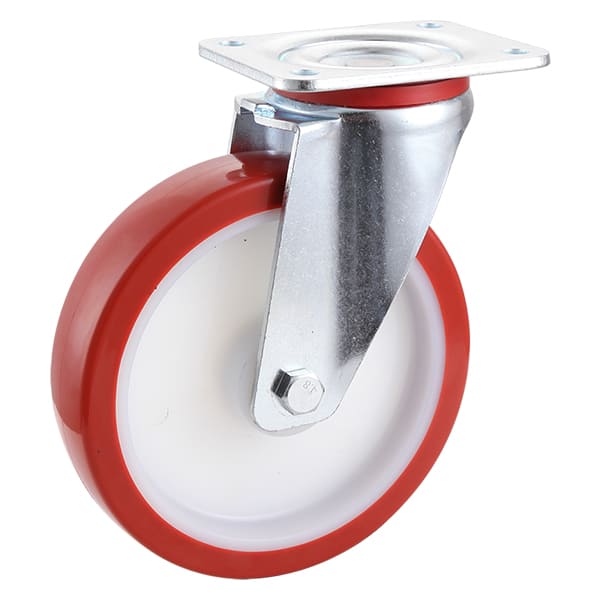 Swivel Red Polyurethane Industrial Castors with Polyamide Centre