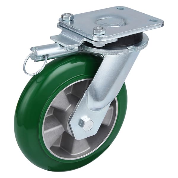 Rodas de rodízio com trava direcional redonda de poliuretano elástico extra pesado para carga
