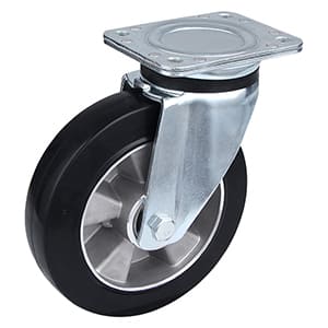 Rodas giratórias de borracha elástica preta para carga pesada, melhor fabricante
