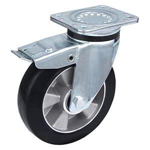 Rodas de rodízio de freio total de borracha elástica preta de carga pesada Fabricante Taishan
