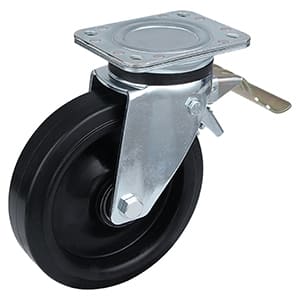 Rodízios de freio traseiro de carga pesada com roda de borracha elástica preta