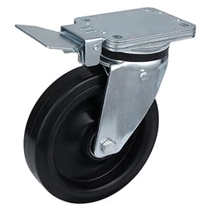 Rodízios de freio central de carga pesada com roda de borracha elástica preta preço de atacado