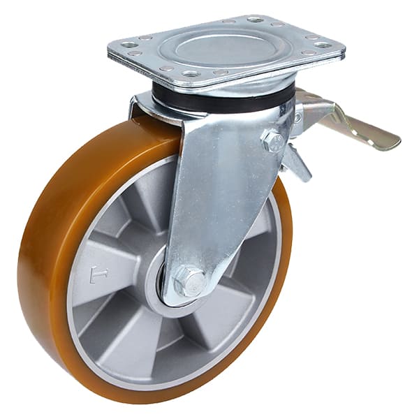 Fabricantes de rodas giratórias com freio traseiro de poliuretano fundido para equipamentos pesados