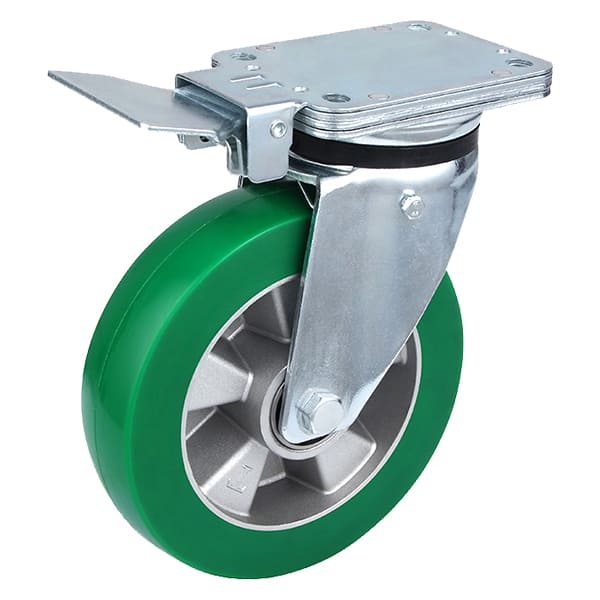 Rodas centrais de freio central de poliuretano elástico industrial pesado
